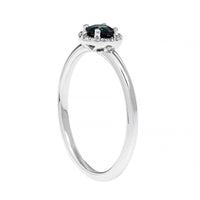 14K White Gold Blue Sapphire and Diamond Halo Ring