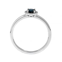 14K White Gold Blue Sapphire and Diamond Halo Ring