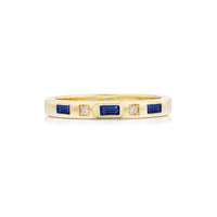 Sorellina 18K Yellow Gold Baguette Shaped Sapphire and Diamond Single Row Tarot Ring