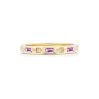 Sorellina 18K Yellow Gold Baguette Shaped Sapphire and Diamond Single Row Tarot Ring