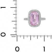 Platinum Cushion Shaped Sapphire and Diamond Halo Ring