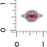 Platinum Oval Pink Padparadscha Sapphire and Diamond Halo Ring