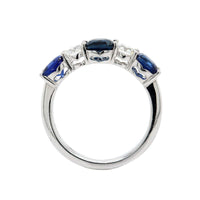 Platinum Shared Prong Alternating Diamond and Sapphire Band