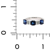 Platinum Shared Prong Alternating Diamond and Sapphire Band