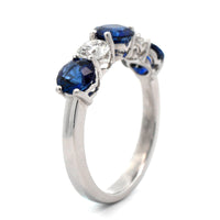 Platinum Diamond and Sapphire 5 Stone Band