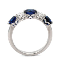 Platinum Diamond and Sapphire 5 Stone Band