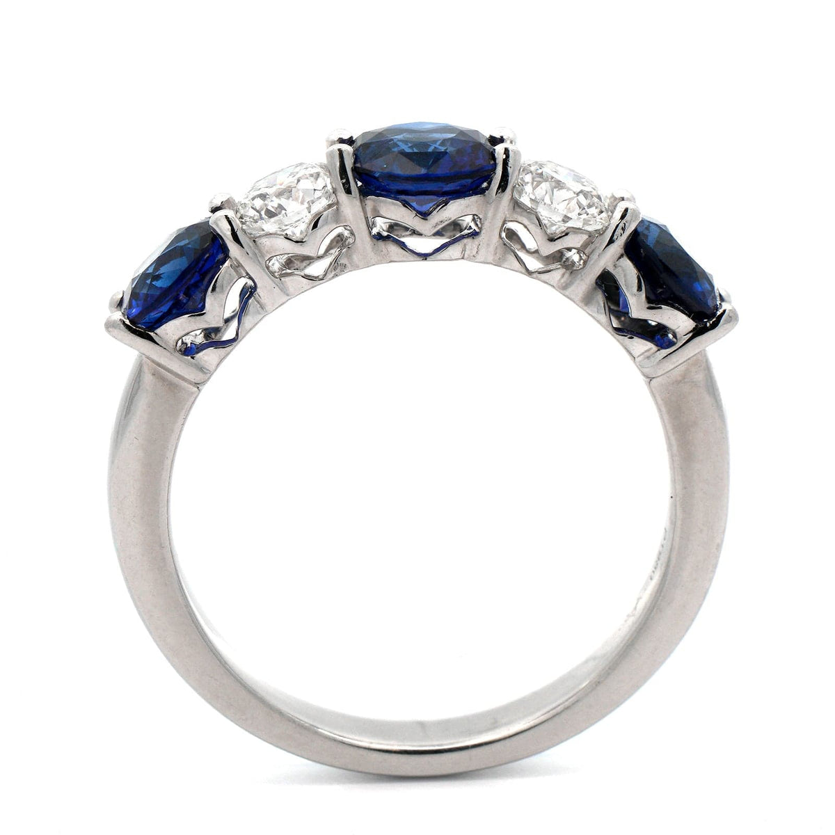 Platinum Diamond and Sapphire 5 Stone Band