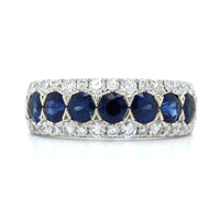 14K White Gold Sapphire and Diamond Band
