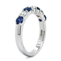 18K White Gold Shared Prong Sapphire and Diamond Band