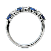 18K White Gold Shared Prong Sapphire and Diamond Band