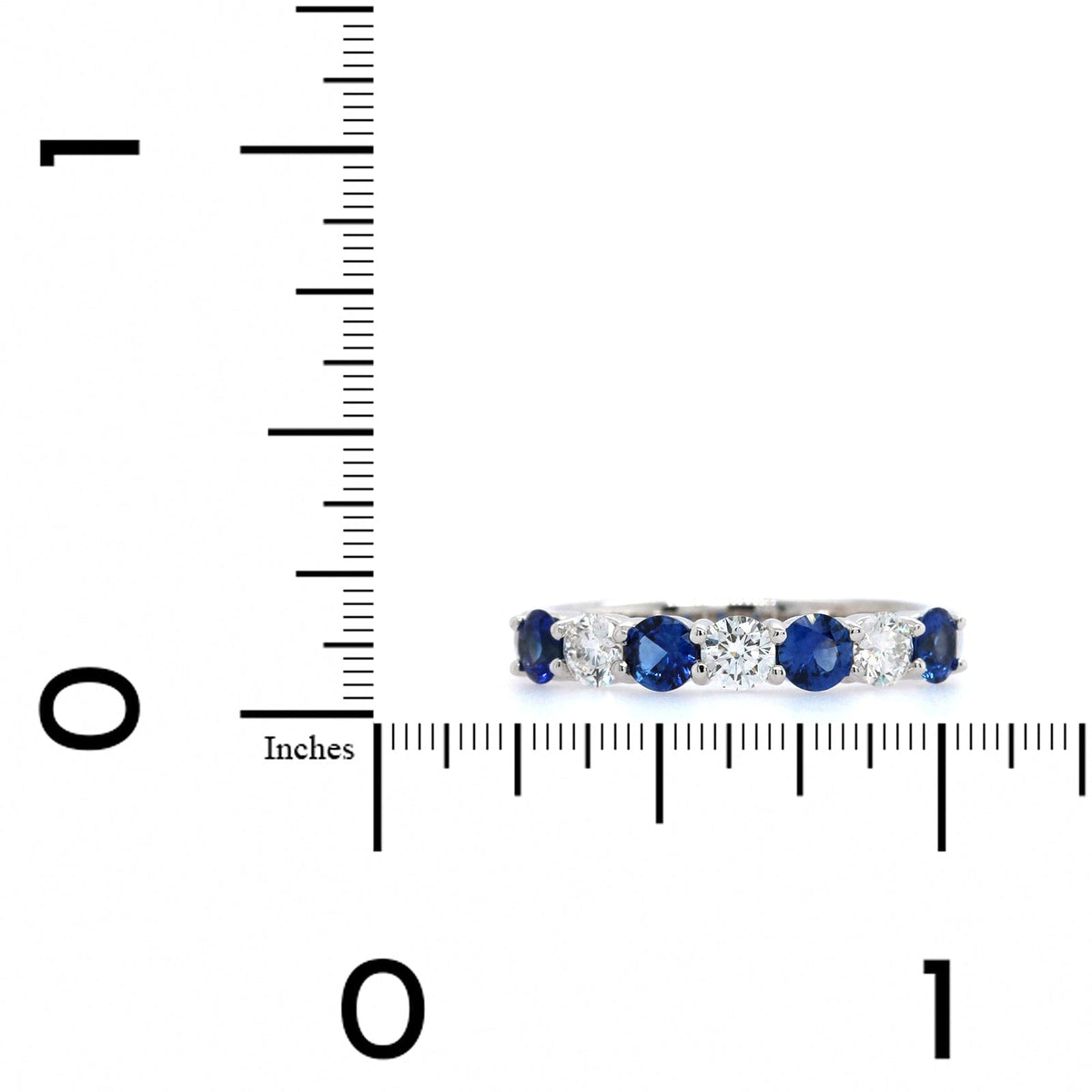 18K White Gold Shared Prong Sapphire and Diamond Band