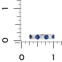 18K White Gold Shared Prong Sapphire and Diamond Band