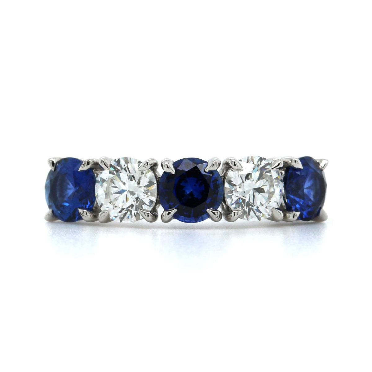 Platinum Shared Prong Sapphire and Diamond Band