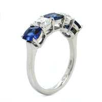 Platinum Shared Prong Sapphire and Diamond Band