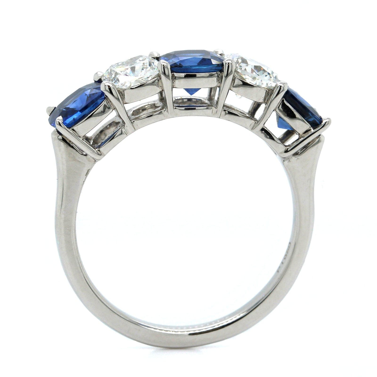 Platinum Shared Prong Sapphire and Diamond Band