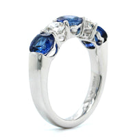 Platinum Diamond and Sapphire Shared Prong Band