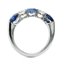 Platinum Diamond and Sapphire Shared Prong Band