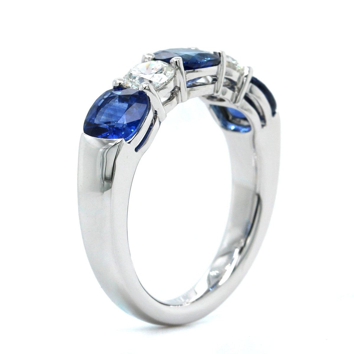 Platinum Diamond and Sapphire Shared Prong Band