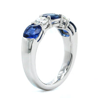 Platinum Diamond and Sapphire Shared Prong Band