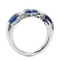 Platinum Diamond and Sapphire Shared Prong Band