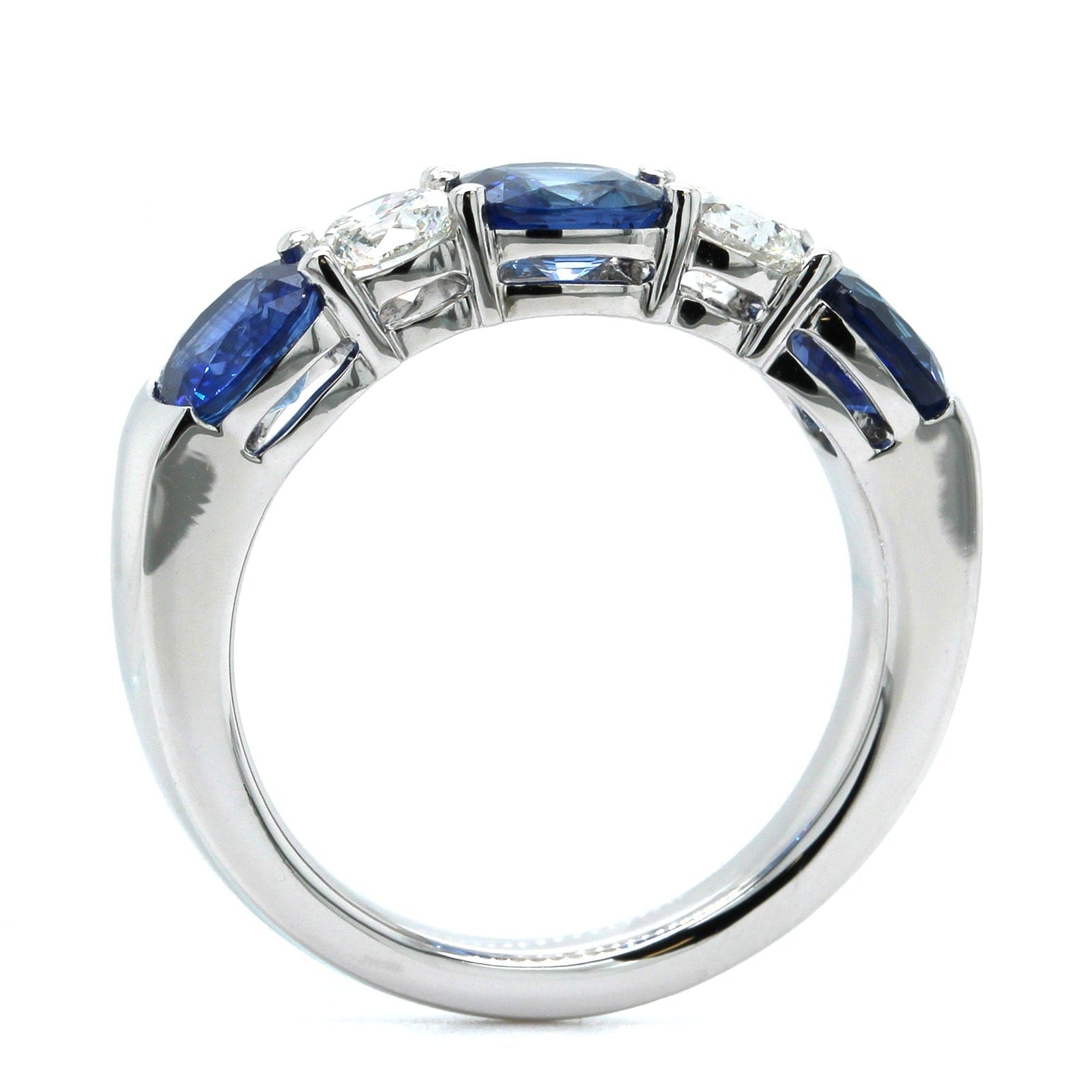Platinum Diamond and Sapphire Shared Prong Band