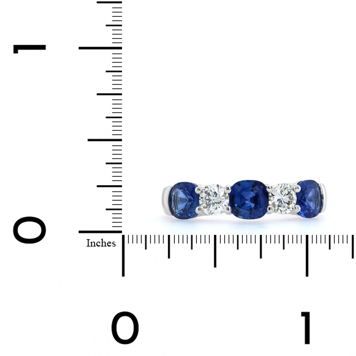 Platinum Diamond and Sapphire Shared Prong Band