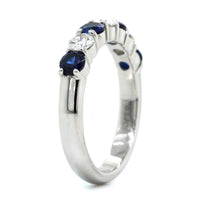 Platinum 7 Stone Alternating Round Sapphire and Diamond Band