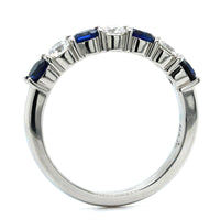 Platinum 7 Stone Alternating Round Sapphire and Diamond Band