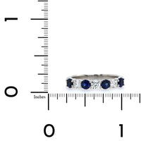 Platinum 7 Stone Alternating Round Sapphire and Diamond Band