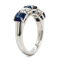 Platinum 5 Stone Shared Prong Sapphire and Diamond Band