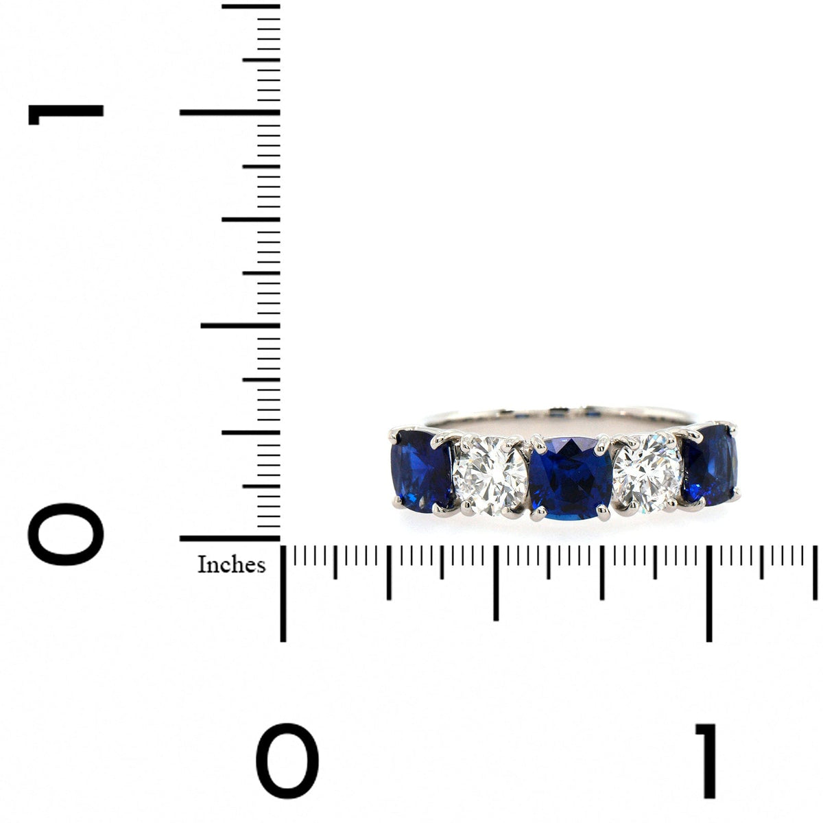 Platinum 5 Stone Shared Prong Sapphire and Diamond Band