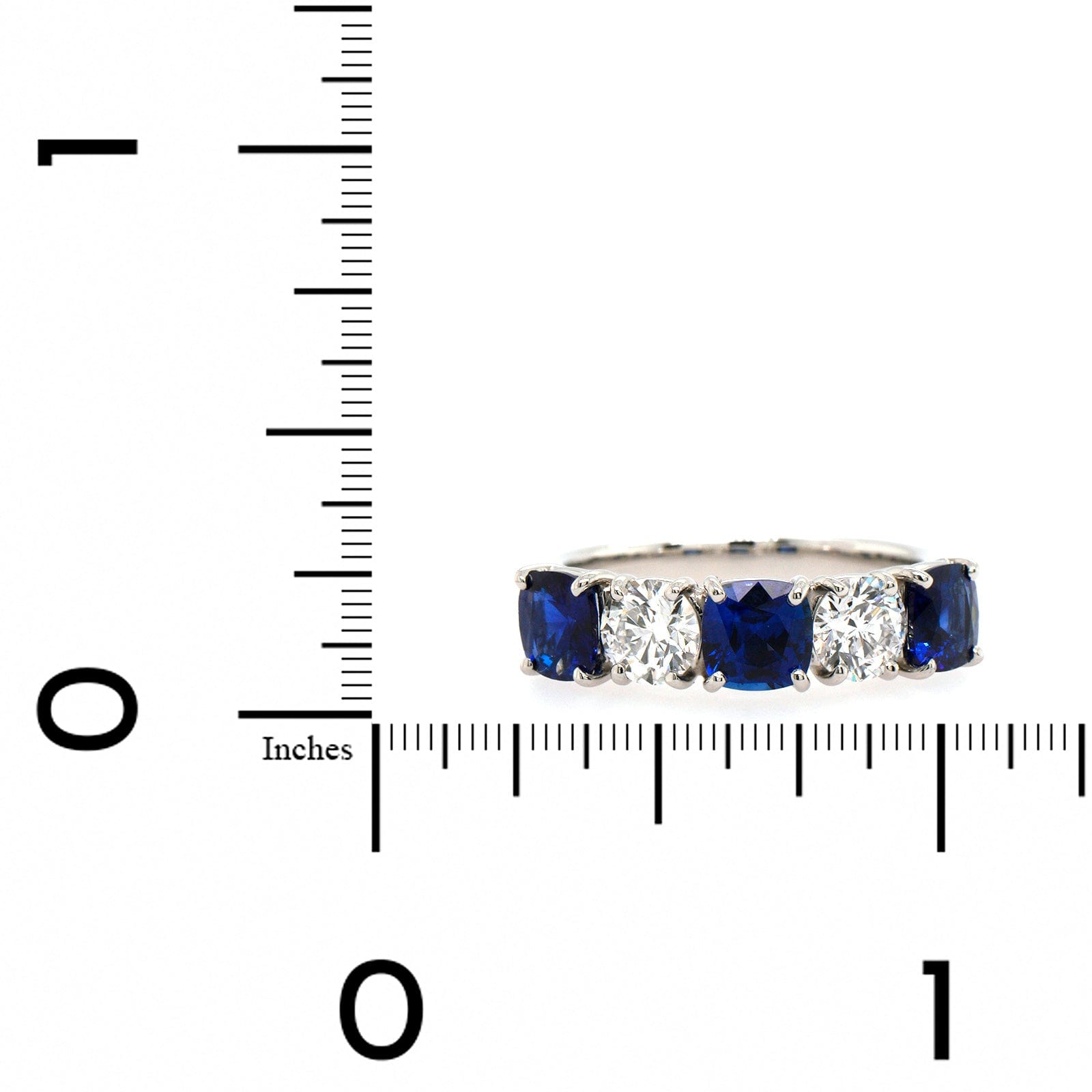Platinum 5 Stone Shared Prong Sapphire and Diamond Band