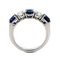 Platinum 5 Stone Alternating Sapphire and Diamond Band