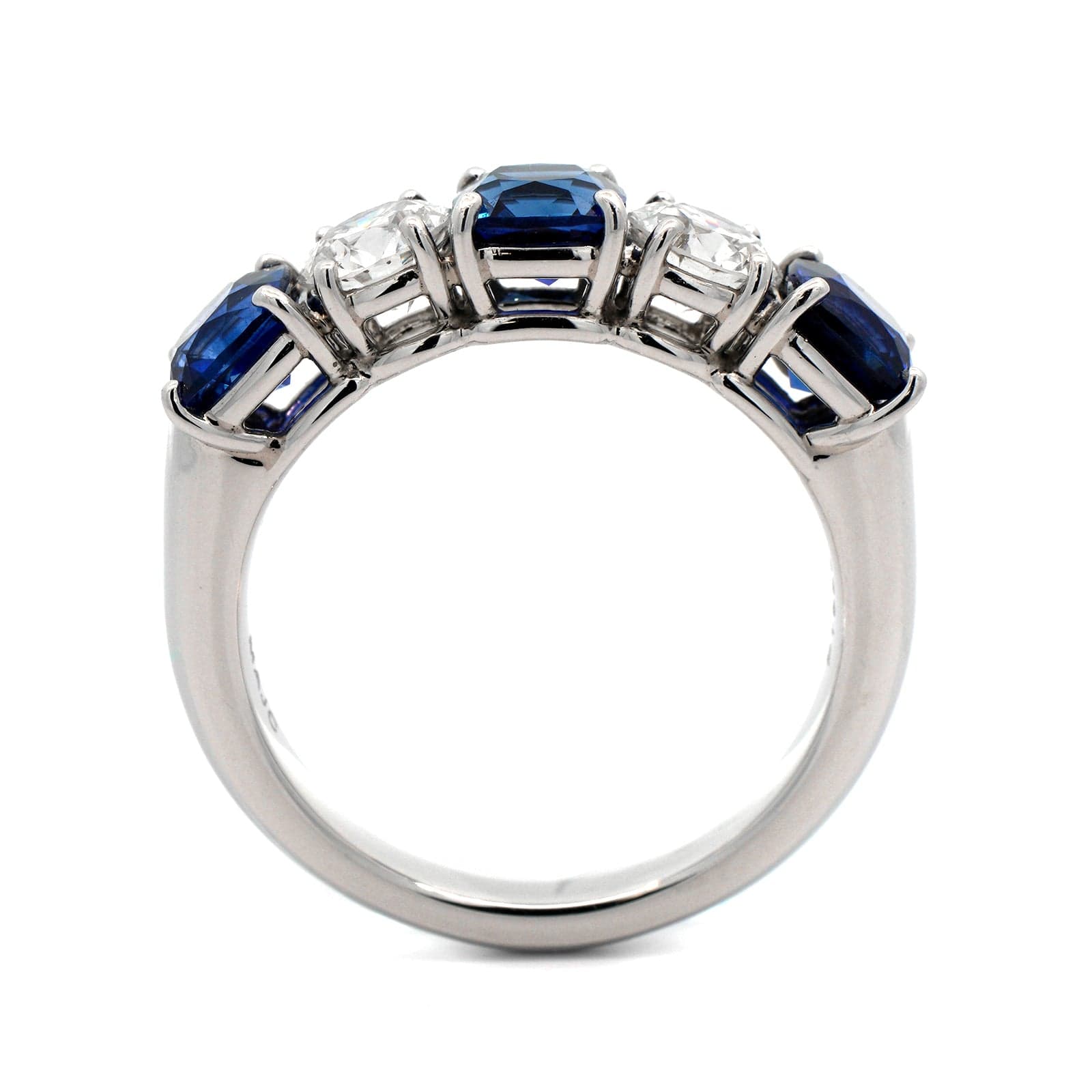 Platinum 5 Stone Alternating Sapphire and Diamond Band