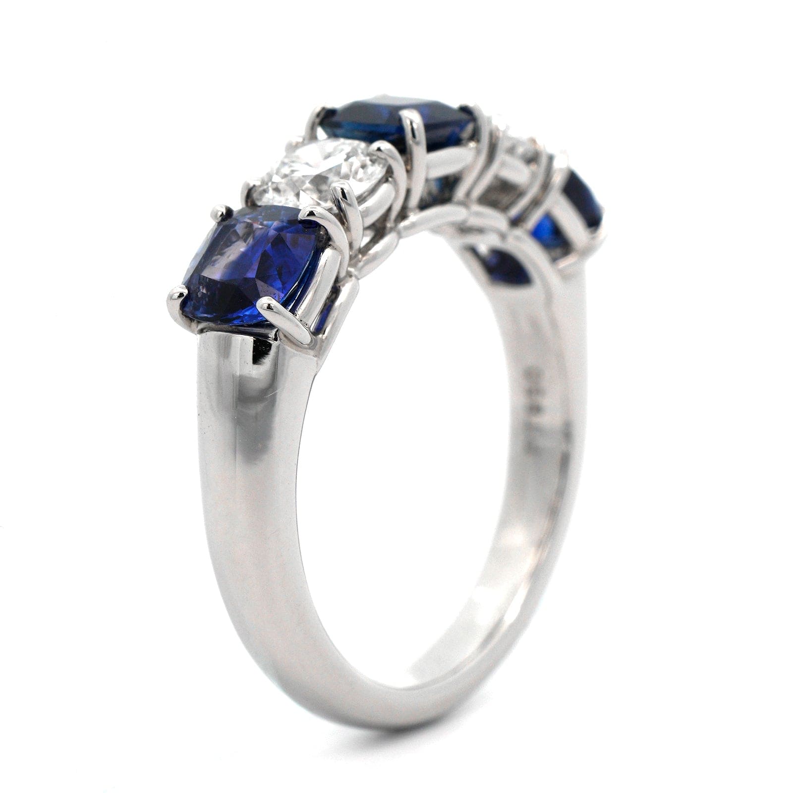 Platinum 5 Stone Sapphire and Diamond Band