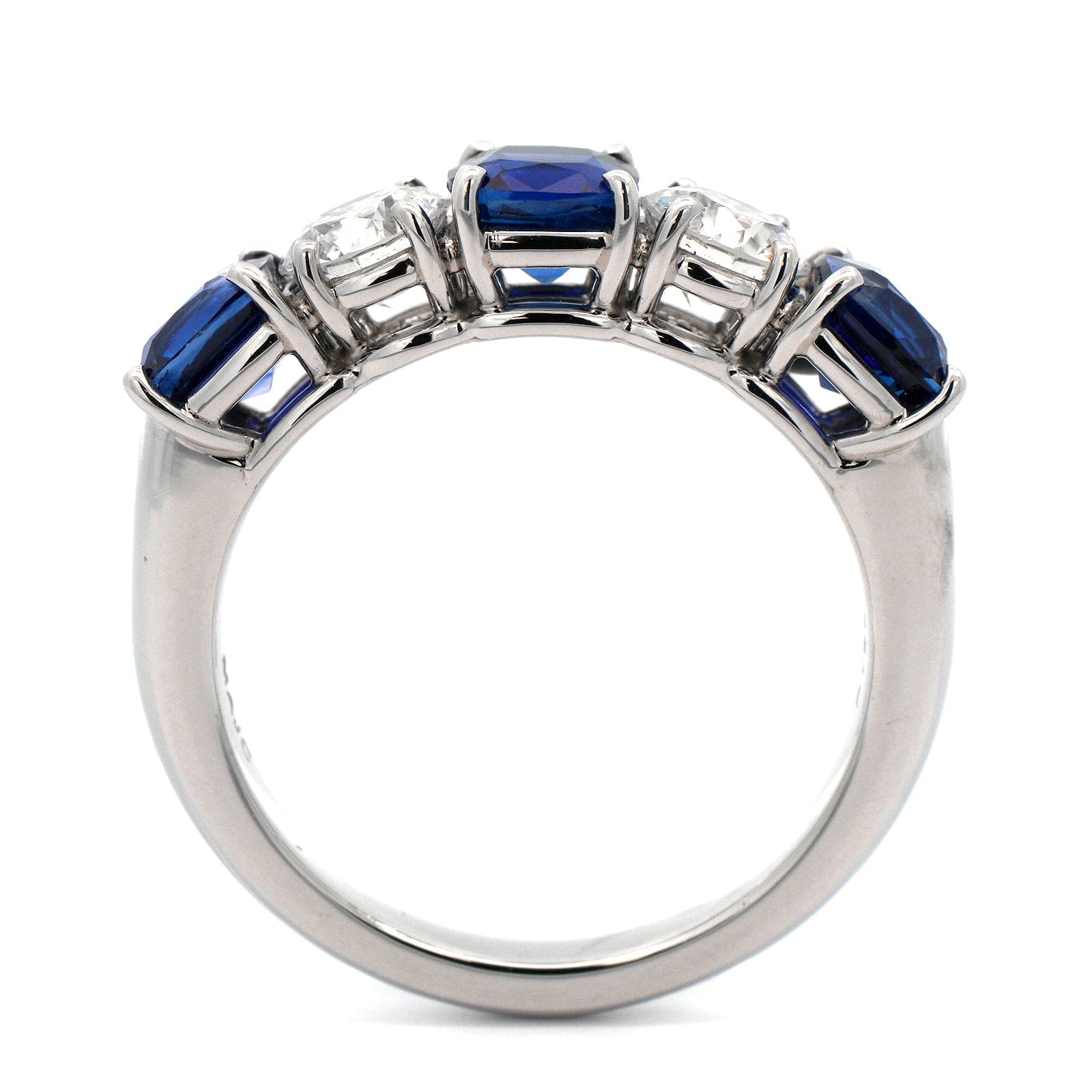 Platinum 5 Stone Sapphire and Diamond Band