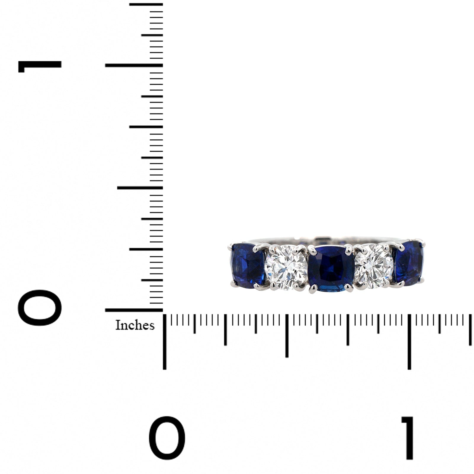 Platinum 5 Stone Sapphire and Diamond Band