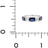 Platinum 5 Stone Alternating Emerald Cut Diamond and Sapphire Band