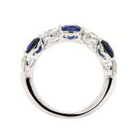 Platinum 7 Stone Alternating Round Diamond and Cushion Cut Sapphire Band