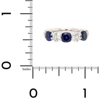 Platinum 7 Stone Alternating Round Diamond and Cushion Cut Sapphire Band