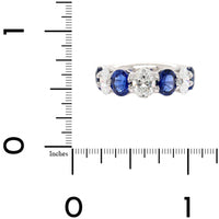 Platinum 7 Stone Alternating Oval Diamond and Sapphire Band