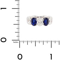 Platinum 5 Stone Alternating Oval Diamond and Sapphire Band