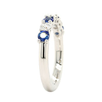 Platinum 7 Stone Alternating Round Sapphire and Diamond Band