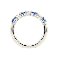 Platinum 7 Stone Alternating Round Sapphire and Diamond Band