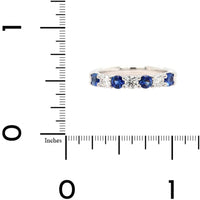 Platinum 7 Stone Alternating Round Sapphire and Diamond Band