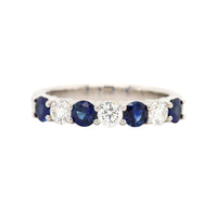 Platinum 7 Stone Alternating Round Sapphire and Diamond Band