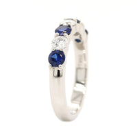 Platinum 7 Stone Alternating Round Sapphire and Diamond Band