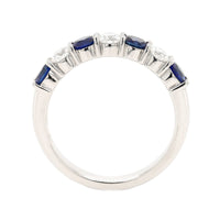 Platinum 7 Stone Alternating Round Sapphire and Diamond Band