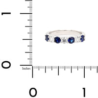 Platinum 7 Stone Alternating Round Sapphire and Diamond Band