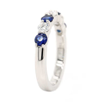 Platinum 7 Stone Alternating Round Sapphire and Diamond Band